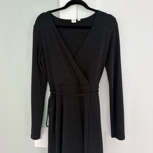 GAP Black Long Sleeve Wrap Dress